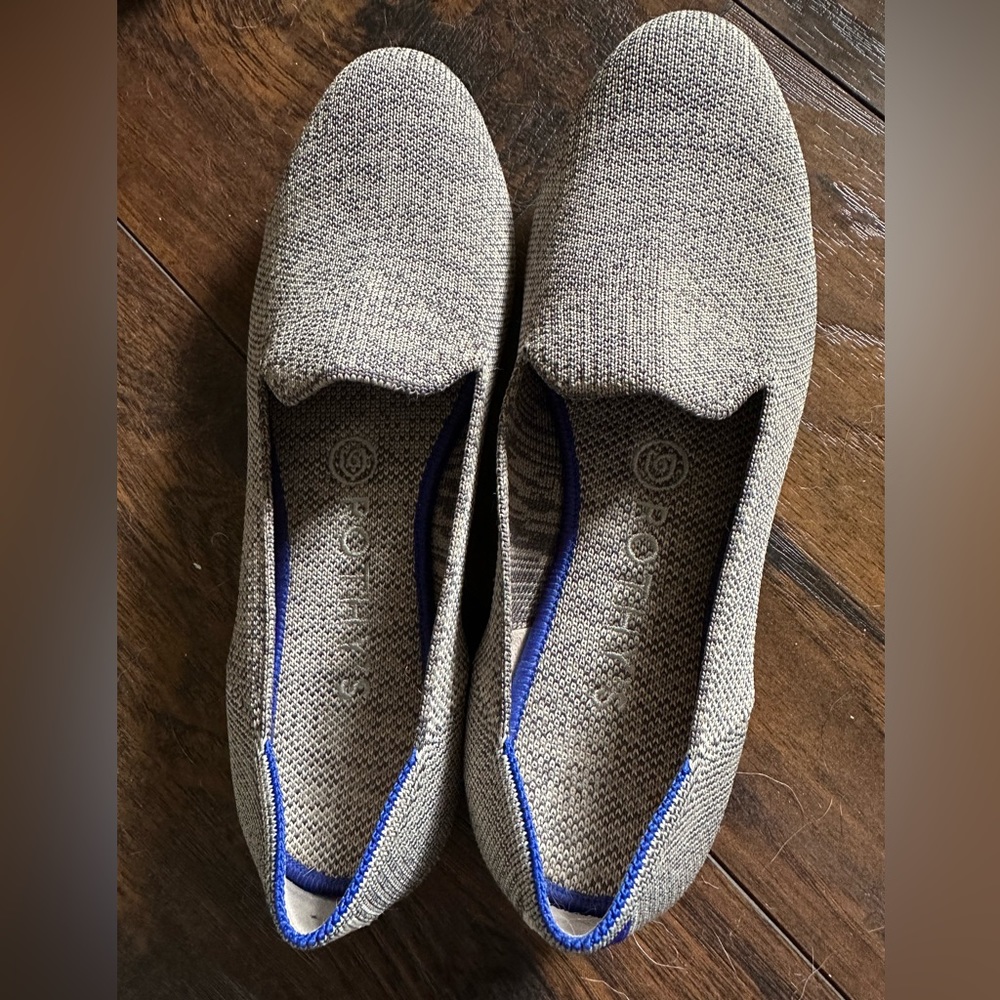 Rothy's Gray Flats with Blue Trim